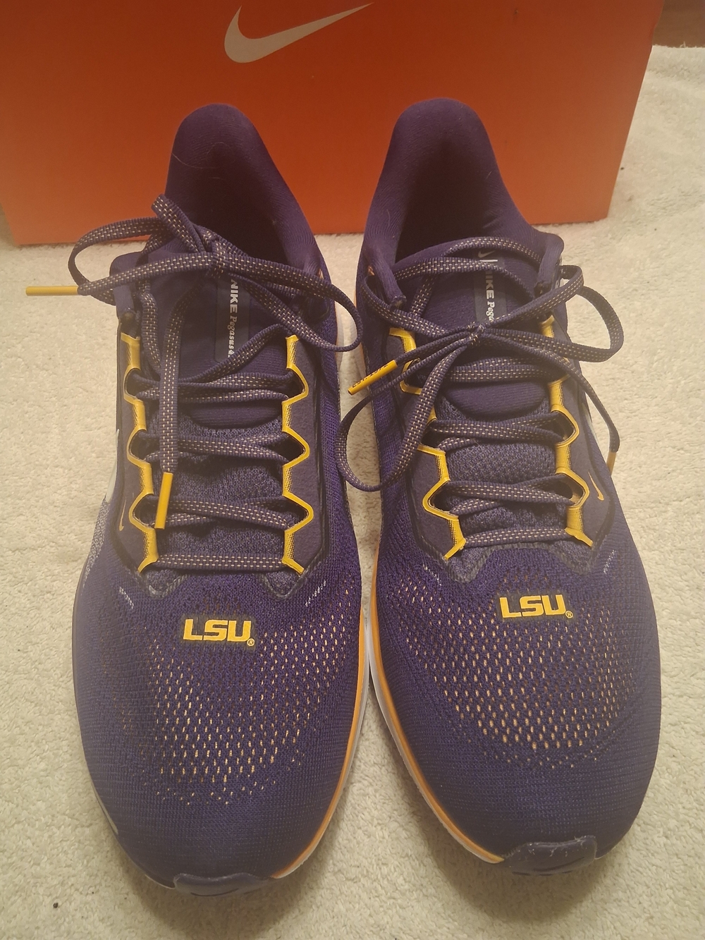 Nike Men's LSU Purple Athletic Running Shoes with Gold Accents